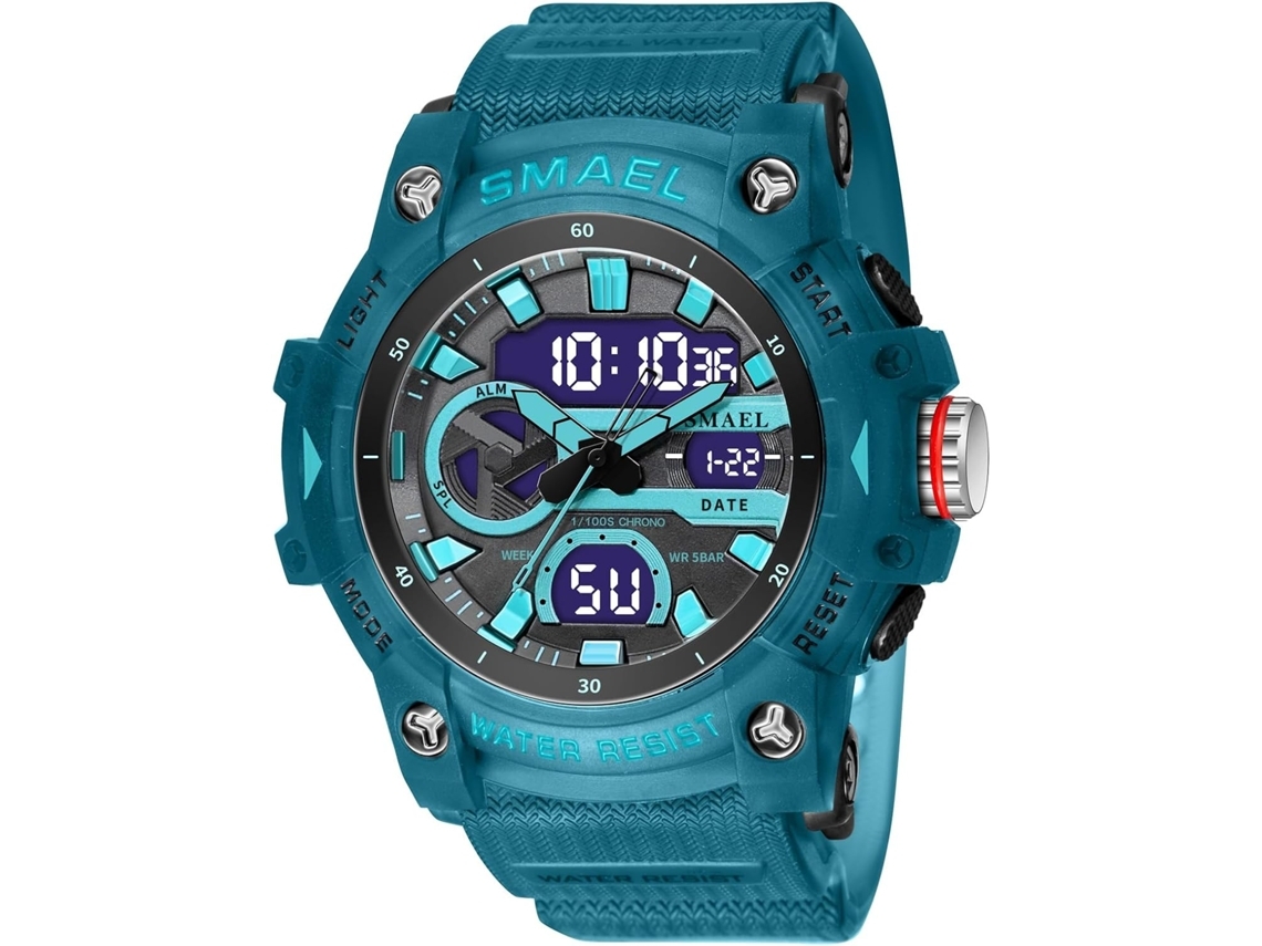 Reloj analógico deportivo militar multifuncional clásico, cronógrafo luminoso, reloj de cuero con fase lunar