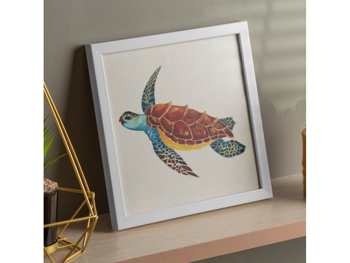 Póster NACNIC Cuadrado con Dibujos de Ranas y Tortugas. Tortuga Viajera, Ilustrada con Dibujos de Tortugas, Ranas, y Sapos.