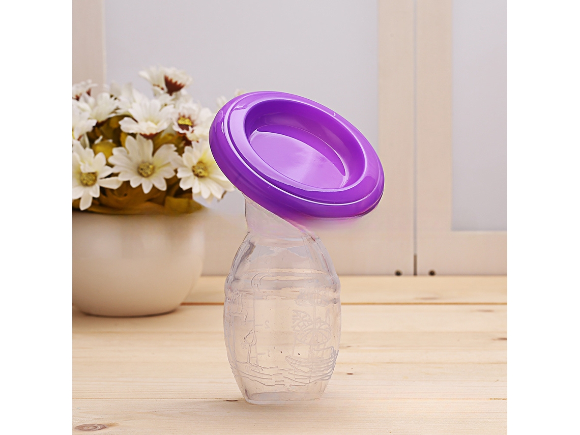 (morado) Extractor De Leche Manual Para Bebés, Recolector De Leche Materna De Silicona, Calibrador Automático