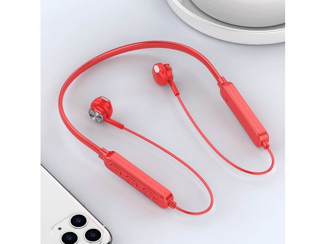 Auriculares Intrauditivos Magnéticos (rojos), Conexión Inalámbrica Bluetooth, Con Micrófono Y Función De Cancelación De Ruido.