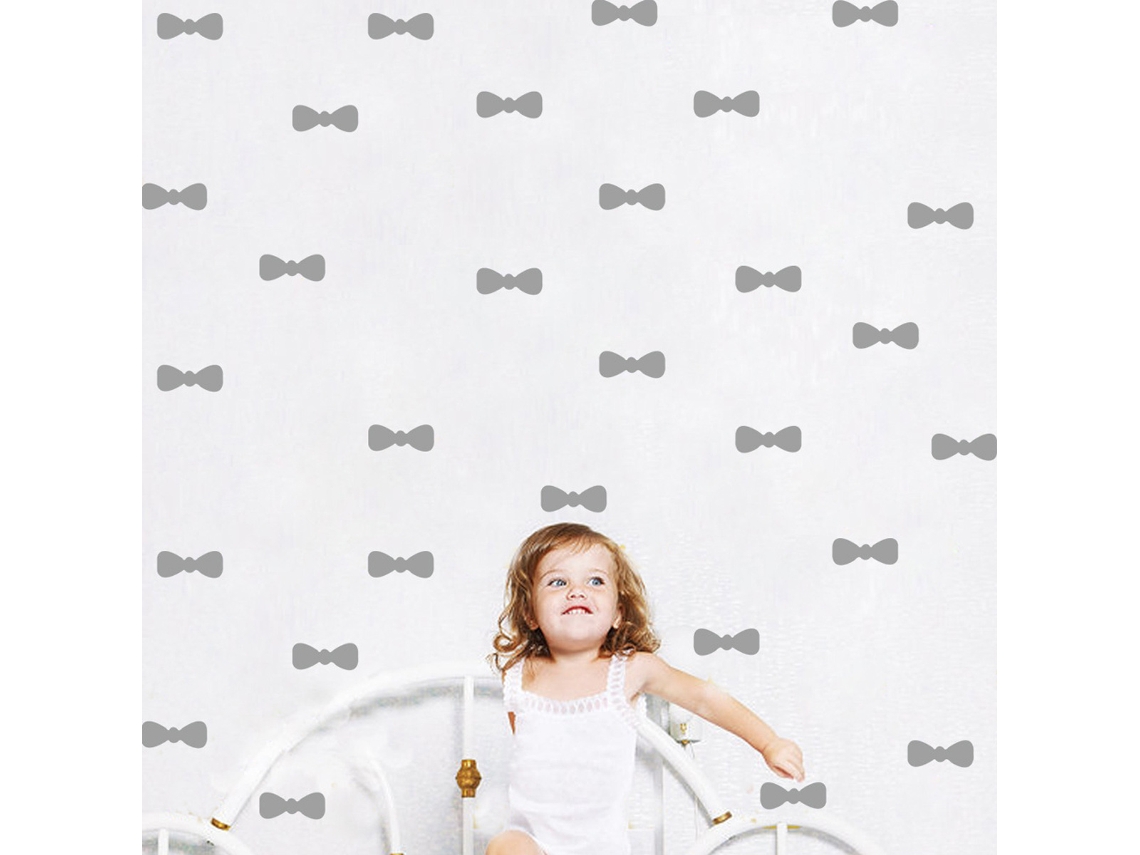 Adhesivo de pared de lazo, decoración para habitación infantil (blanco) Kofihety