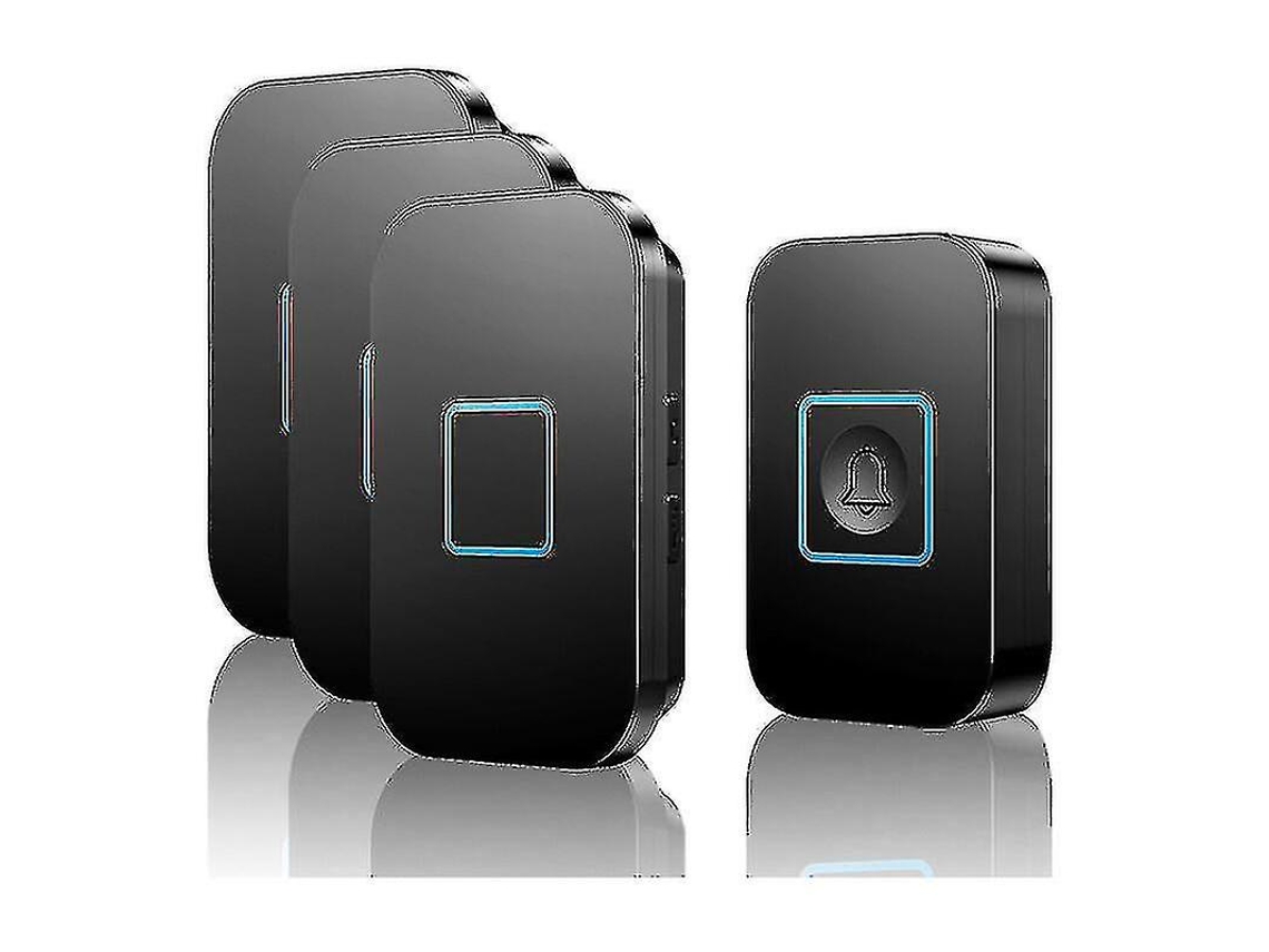 Kit De Timbre Inalámbrico De Largo Alcance 400m, Impermeable Ip55, Luz Led, Control De Volumen Y +60 Melodías Negro