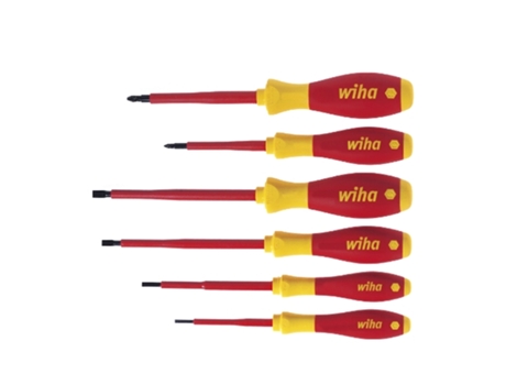 WIHA Juego de destornilladores SoftFinish® electric ranurados, Pozidriv, de 6 unid (25477)