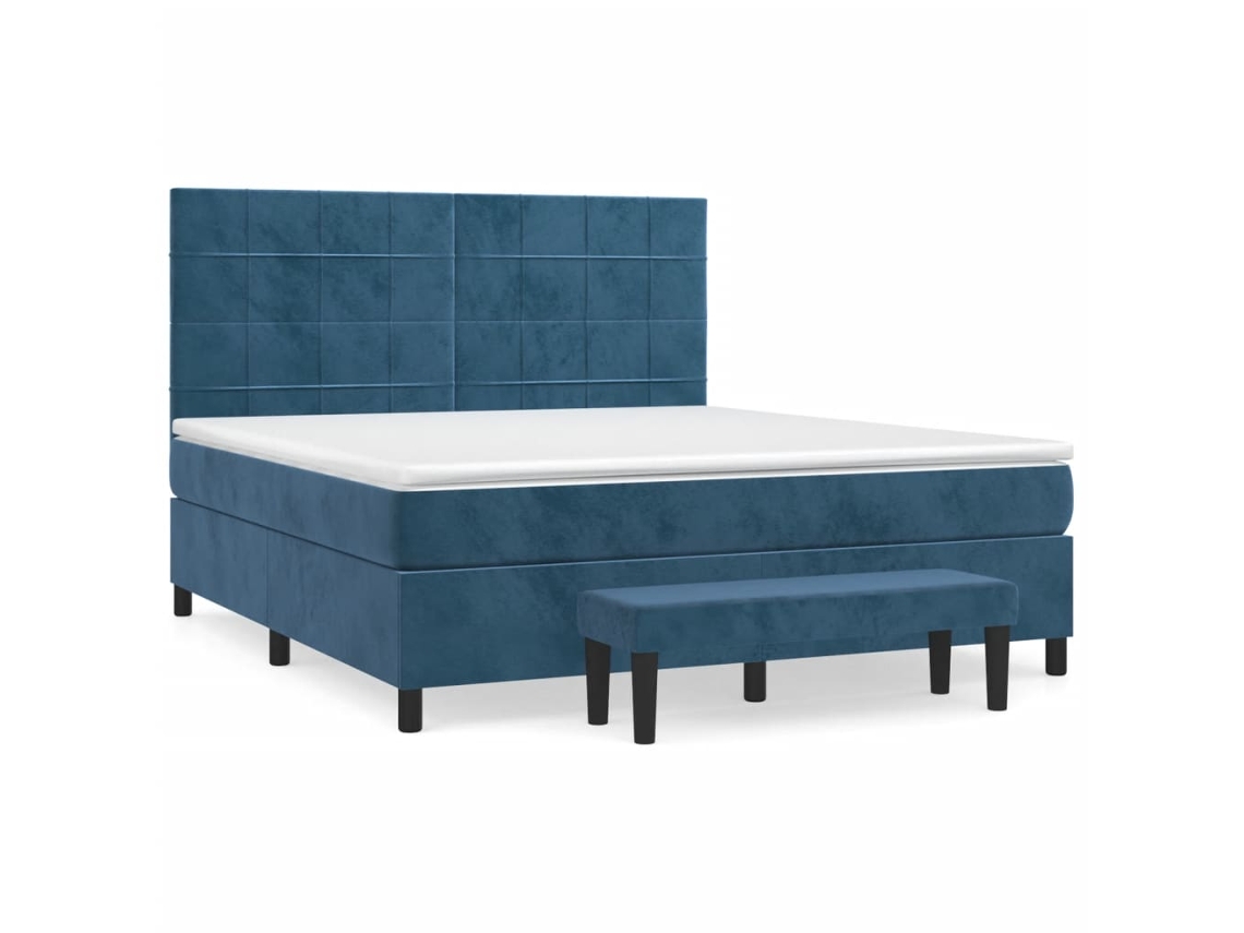 Cama Con Somier VIDAXL Azul Terciopelo (160x200 cm)