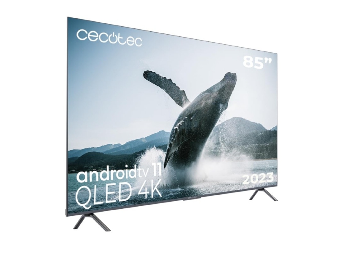 Cecotec TV QLED de 85" con resolución 4K UHD, sistema operativo Android TV 11, local dimming, Google Voice Assistant y Chromecast.