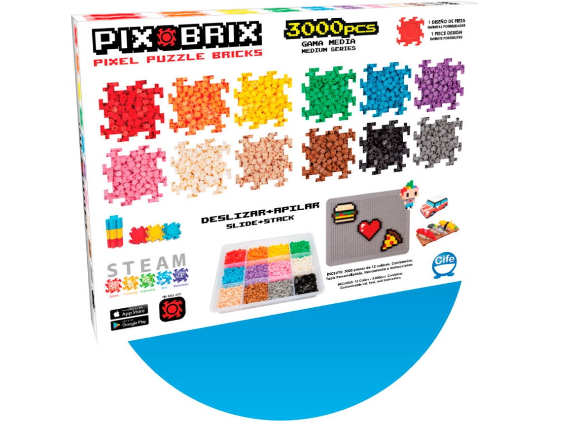 Blocs de Construcción PIX BRIX Brick Container - Medium Palette (Edad Mínima Recomendada: 6 años - 3000 Piezas)