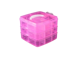 RNEMITERY Organizador multiusos, contenedor para guardar cosméticos, joyas y más. Plástico resistente con capas desmontables y asa portátil para un almacenamien