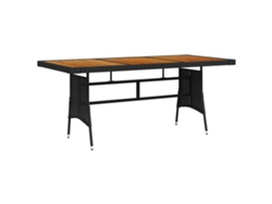 Mesa de jardín de mimbre y acacia maciza negra (160 x 70 x 72 cm) DKD HOME DECOR