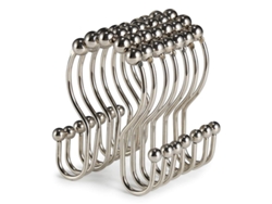 2026-12 Anillos Para Cortina De Ducha, Acero Inoxidable Con Rodillos, Ganchos Anticaída Dobles