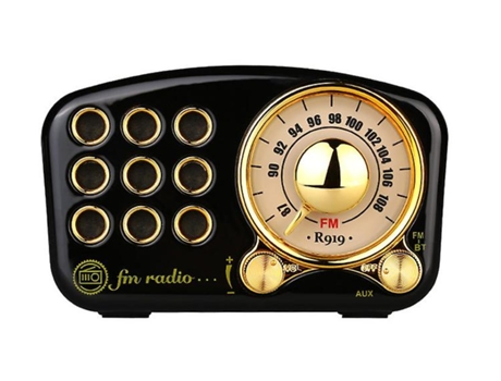 Altavoz Bluetooth Retro Radio Fm con Refuerzo de Graves Estilo Antiguo Clásico Conexión Bluetooth 4.5 Negro BISBISOUS
