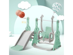 Escorrega Infantil Con Baloiço Multicolor, 4 En 1 Con Soporte De Baloncesto, Escorrega De Jardín Para Uso Interior Y Exterior Meejee (140x118x102 Cm)