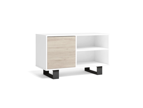 Mueble de TV SKRAUT HOME 100 Wind con Puerta Izquierda (Blanco - Melamina - 95 x 40 x 57 cm)