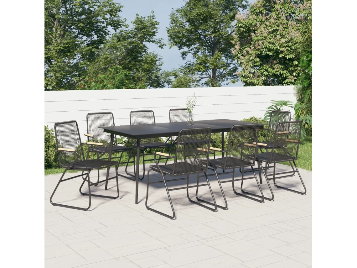 Conjunto de comedor de jardín de 9 piezas DKD Home Decor en mimbre de PVC negro