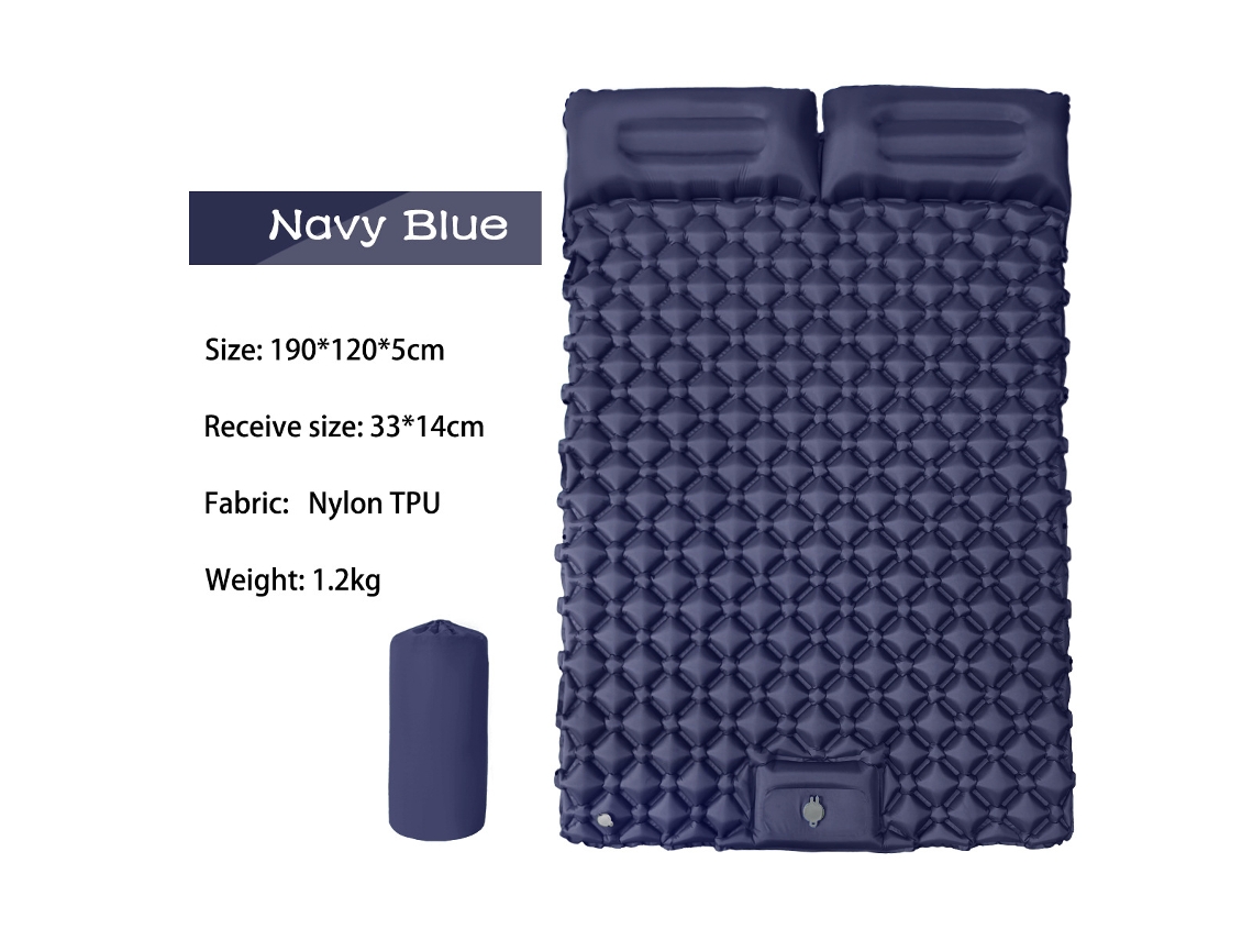 Colchoneta de camping Digitallab ultraligera, inflable con pedal, 190 x 120 cm, Lt09 (azul marino)