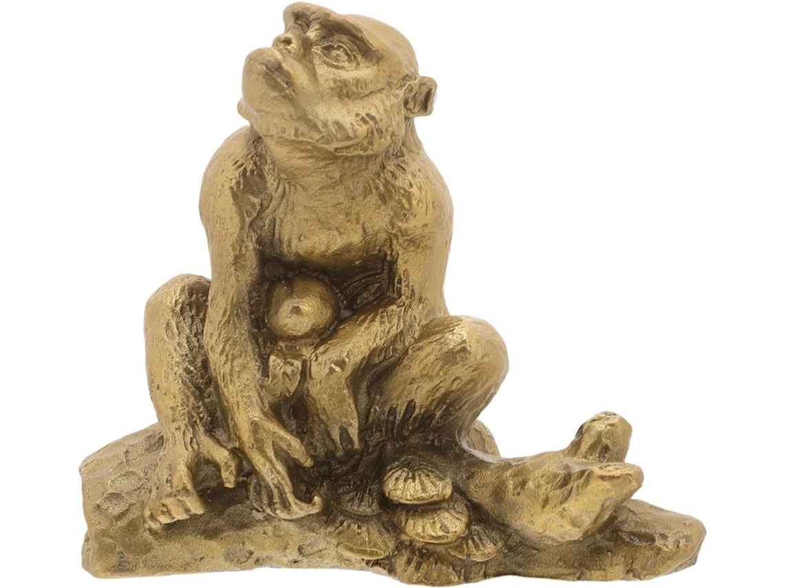 Estatua de mono de latón para decoración del hogar u oficina. Adorno de metal. Estatua de mono de latón para decoración del hogar Gokoco.
