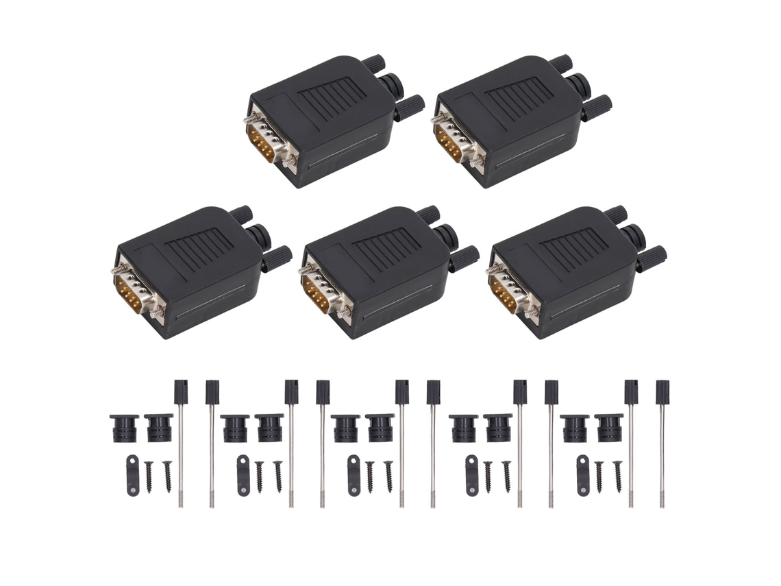 5 Conjuntos Adaptador Db9 Rs232 Macho Puerto Serie Dispositivo Conector Pp Con Tornillos De Montaje