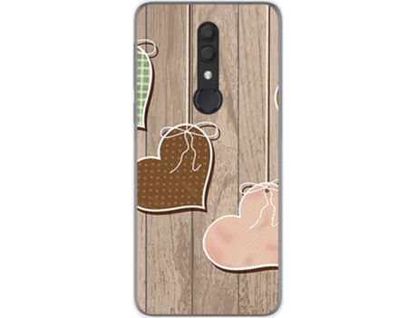Carcasa Alcatel 1X (2019) TUMUNDOSMARTPHONE Corazones Madera Multicolor