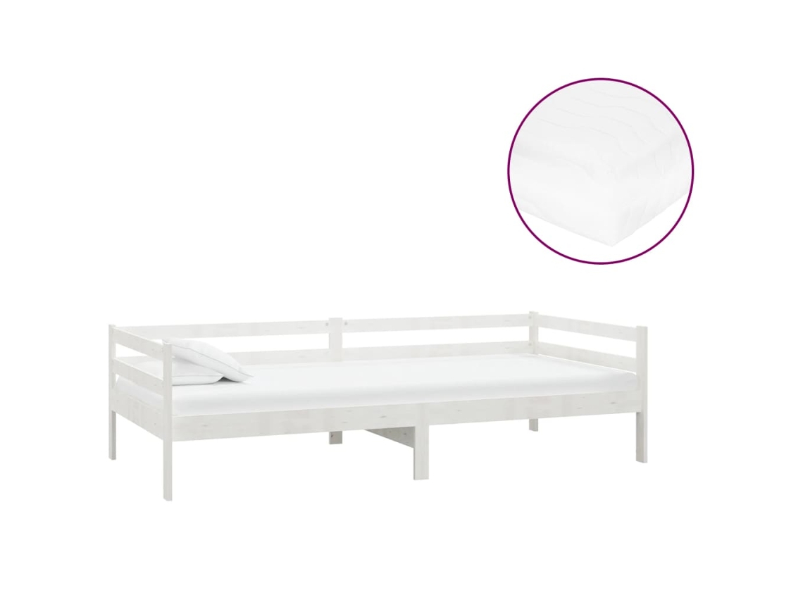 Maison Exclusive - Sofá Cama Con Colchón Madera De Pino Maciza Blanco 90x200 Cm