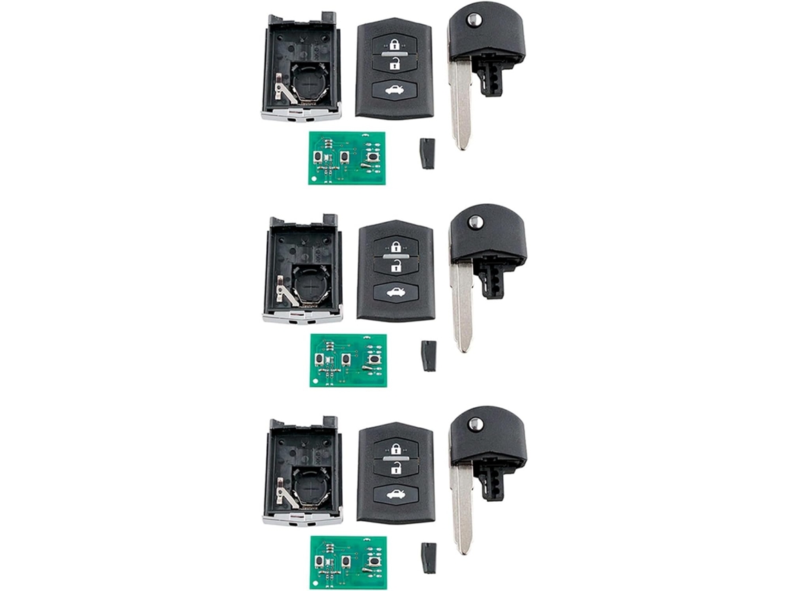 3 Llaves Inteligentes Para Coche Con 3 Botones, Chip De 80 Bits Y Chip 63, Compatibles Con Mazda Rx8, Mx5 (2, 5, 6) Y Mazda 5 (2, 5, 6).