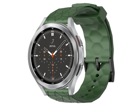 Correa de reloj inteligente para Samsung Galaxy Watch 4 Classic 46 mm 20 mm Patrón de fútbol Correa de reloj de silicona de color sólido (verde mil...