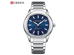 Reloj De Pulsera Sencillo E Impermeable Para Hombre (blanco Y Azul) Con Calendario Y Movimiento De Cuarzo.