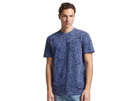 Camiseta para Hombre SUPERDRY (S - Algodón - Azul)