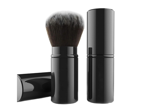 Brocha De Maquillaje Retráctil, Brocha Para Colorete Facial De Viaje, Brocha Para Polvos Portátil Con Cubierta, Negro/Rosa ZMDECQNA