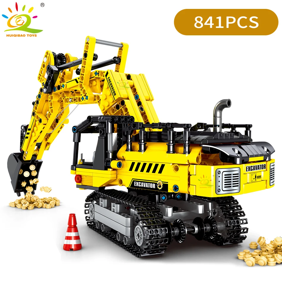 Conjunciones Con Construção Moc Com 841 Peças: Caminhão Escavadeira, Veículo Y Brinquedo Para Montar.