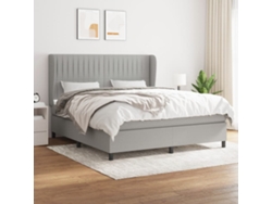 Cama Box Spring Con Colchón Tela Gris Claro 180x200 Cm