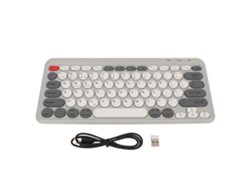 Teclado Inalámbrico Bluetooth De 2,4 Ghz, Modo Dual, Mini Compacto Con Teclas Redondas, Blanco, Para Windows, Android E Ios.