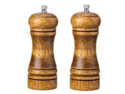 Molinillo de sal y pimienta de madera maciza de cerámica ajustable de 2 piezas Kofihety