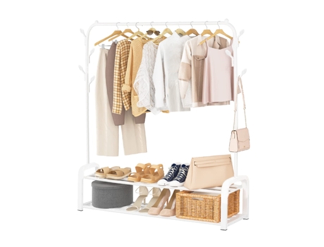 Perchero Burro con 1 Barras y 2 Baldas MAGIC SELECT 140x155x33cm Blanco