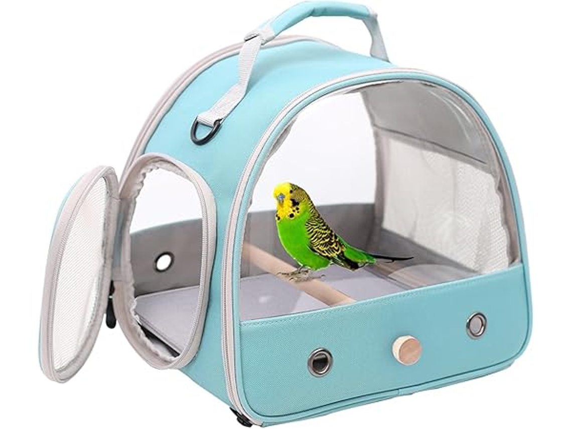 Jaula Portátil Para Pájaros Pequeños, Con Forro Suave Y Percha De Madera, Adecuada Para Loros, Periquitos Y Cacatúas (verde), Ergonómica, Pa