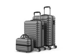 Juego De Maletas Gris Antracita Numada Upfly 3pzs Abs Maleta Cabina 53cm, Mediana 63cm Y Neceser