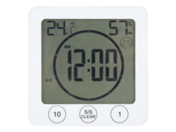 Termómetro higrómetro digital con reloj, multifuncional para el hogar, el baño y la cocina.
