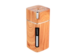 Humidificador Mini Portátil Grano de Madera 300ml Ultrasonido Coche USB Difusor de Aire Cor LED Lámpara