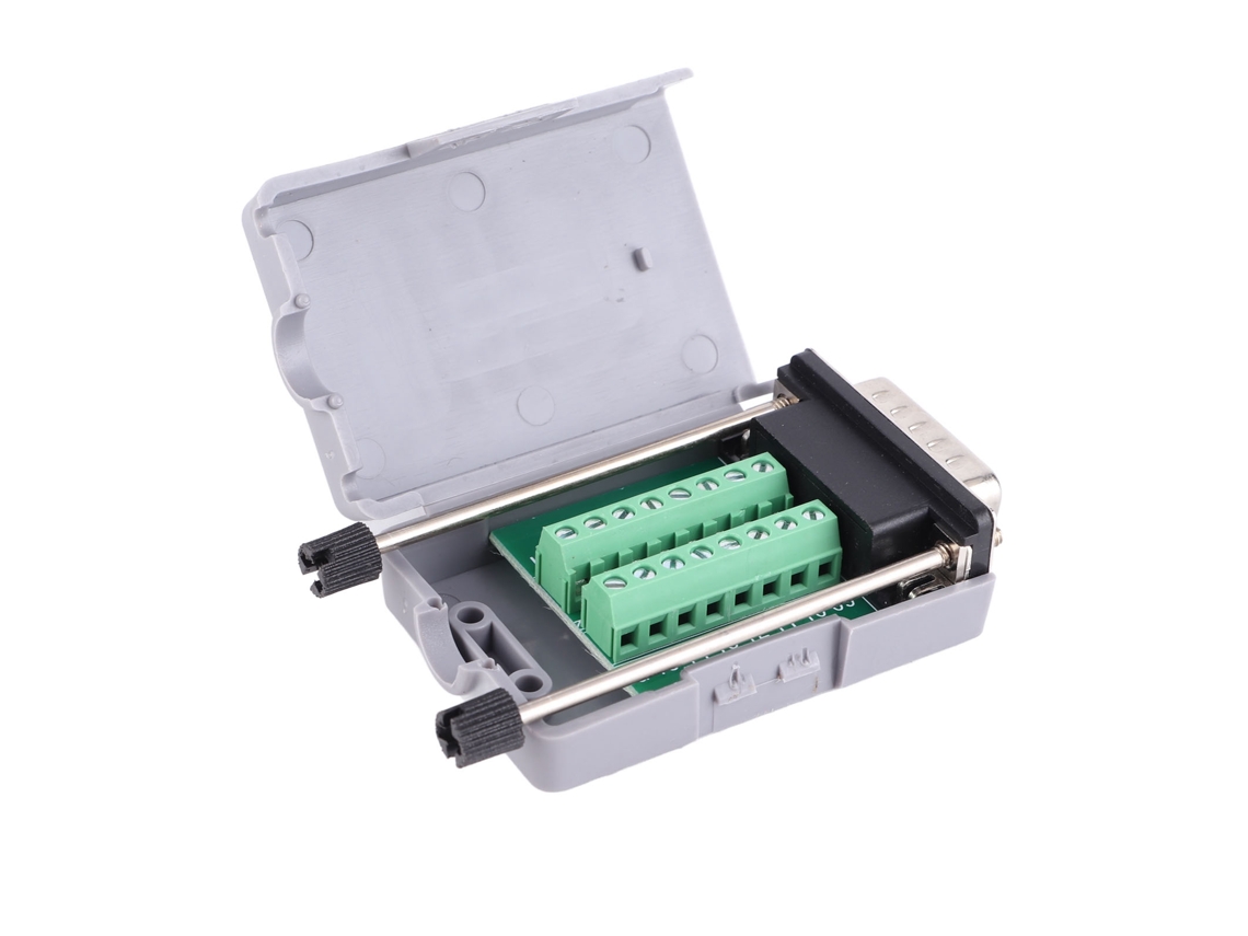 Placa de breakout DB15 sem solda, adaptador de terminal macho D-sub de 15 pinos com carcaça