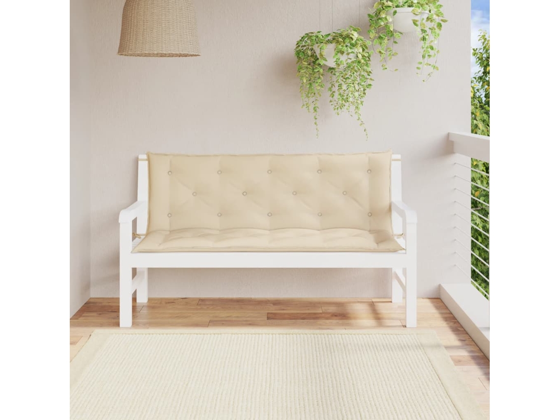 Cojines para banco de jardín, 2 unidades, 150x50x7cm, tela Oxford beige HARLANV1