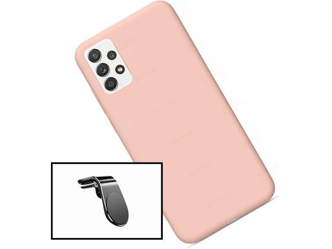 Carcasa + Soporte Magnético L Safe Driving Samsung Galaxy A52s 5G PHONECARE Silicona Liquida Rosa