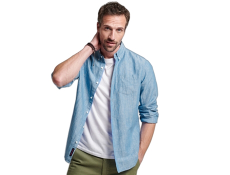 Camisa para Hombre SUPERDRY (Algodón - L - Azul)