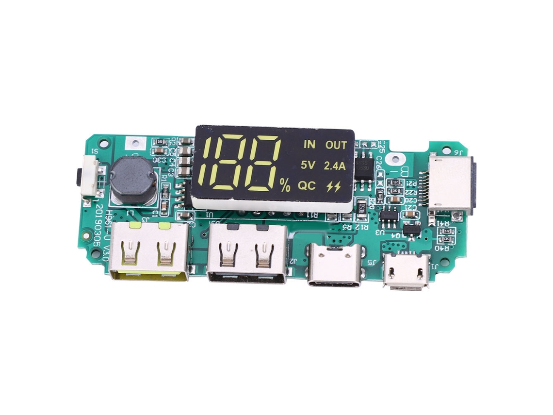 Placa De Carga De Baterías 18650 4pcs Módulo Banco De Energía Diy Con Doble Usb 5v 2.4a Protección