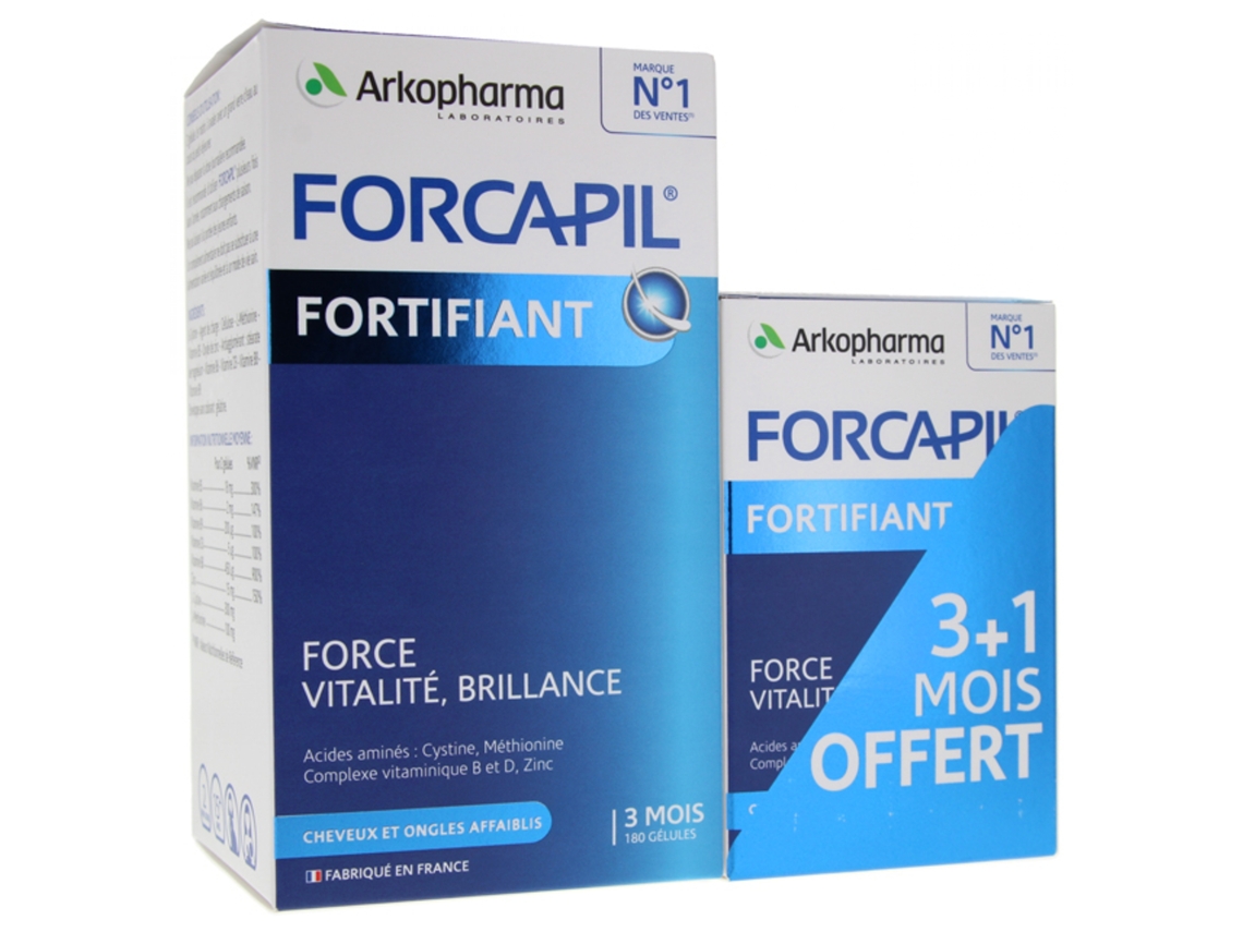 Forcapil Cabello Y Uñas Lote 180 Cápsulas 60 Cápsulas de Regalo ARKOPHARMA