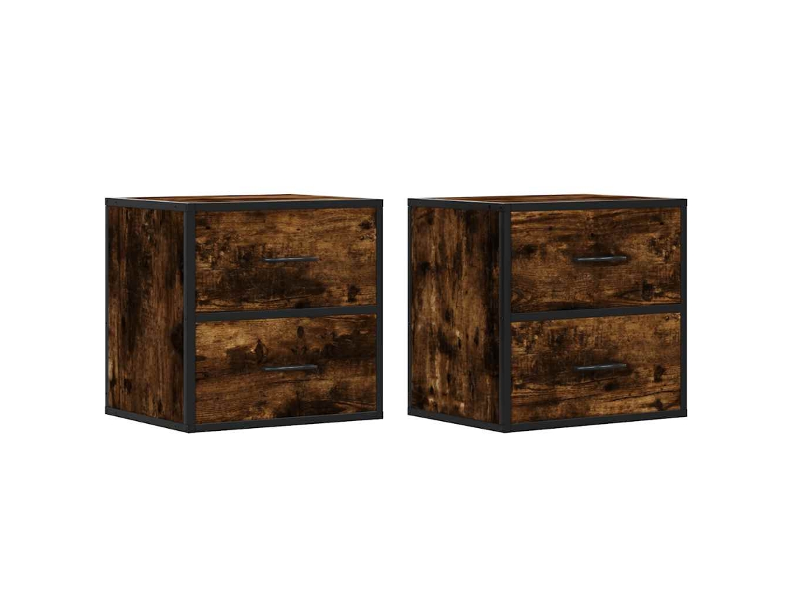 Juego de 2 mesitas de noche de pared de roble ahumado MAISON EXCLUSIVE (40x31x39,5 cm)