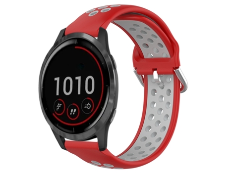 Correa Smartwatch para Garmin Vivoactive4 22mm Sport Silicona Perforada Transpirable (Rojo + Gris)
