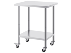 Mesa de trabajo Succebuy de acero inoxidable de 24 x 30 pulgadas, mesa de preparación comercial con 4 ruedas