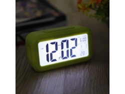 Reloj Despertador Digital Led Con Sensor De Repetición, Luz Lcd, Hora, Fecha, Temperatura, Verde.