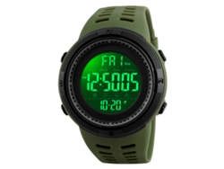 Reloj Deportivo Digital Para Hombre, Resistente Al Agua Hasta 50 M, Cronógrafo Led, Alarma, Color Verde Militar.