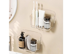 Set De 2 Estantes Murales De Acrílico Transparente, Adhesivos Sin Perforar, Dos Compartimentos Para Baño, Cocina Y Sala.