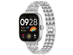 Pulsera metálica Xdfind con cinco cuentas y diamantes para Xiaomi Smart Band 9 Pro/8 Pro/Redmi Watch 5/4