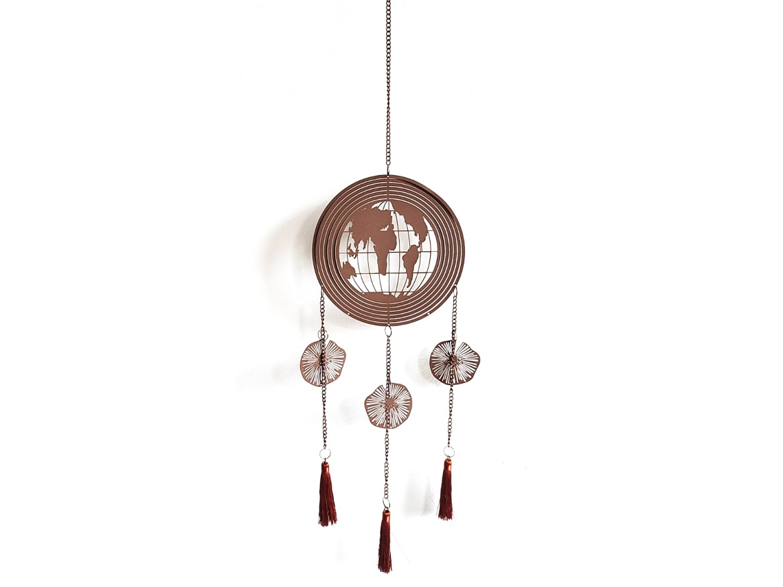 Colgante Bola Mundo Marrón de Metal 75*1*18cm Colgante de metal